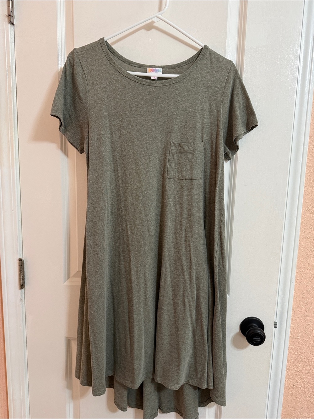 LuLaRoe Olive Green Short Sleeve Pocket Midi Dress